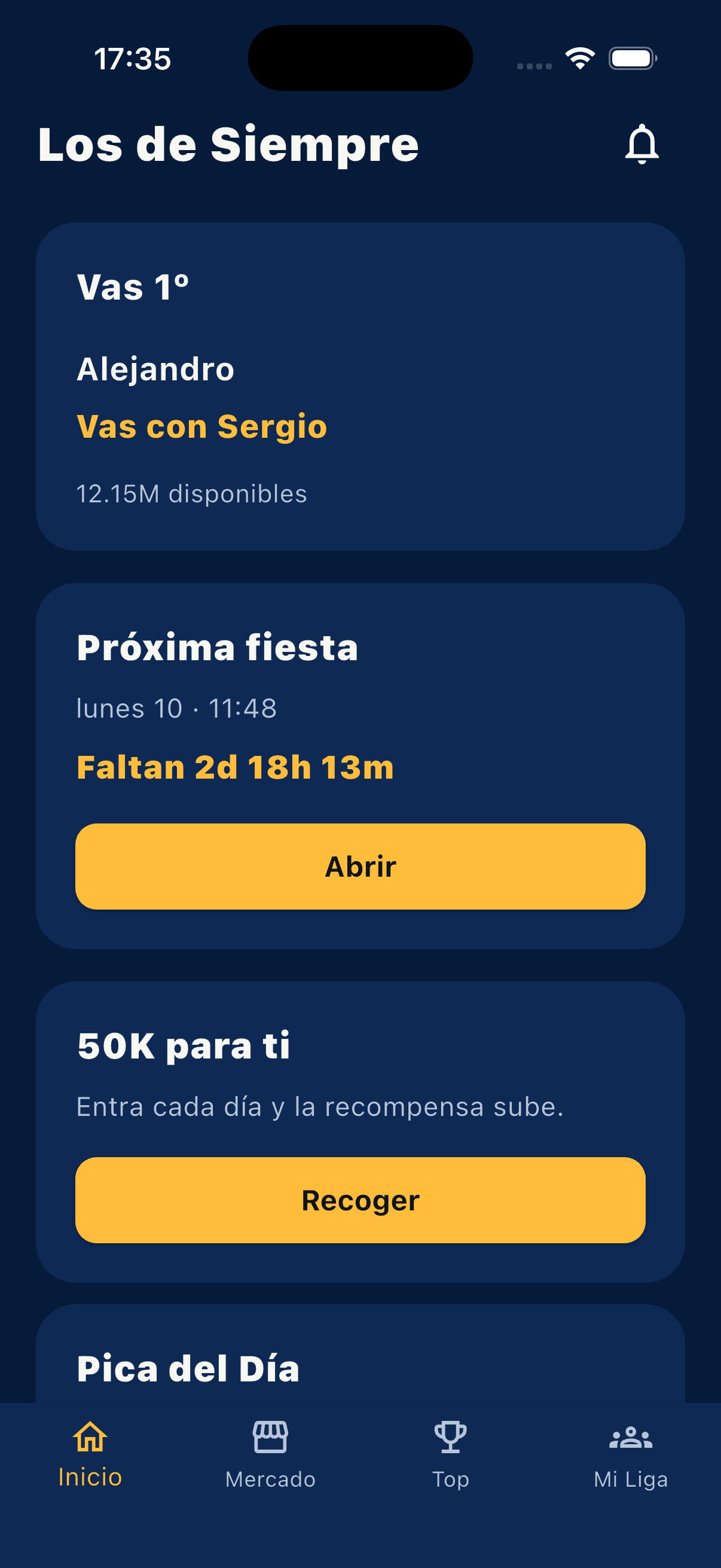 Inicio de FiestaFantasy con la próxima fiesta